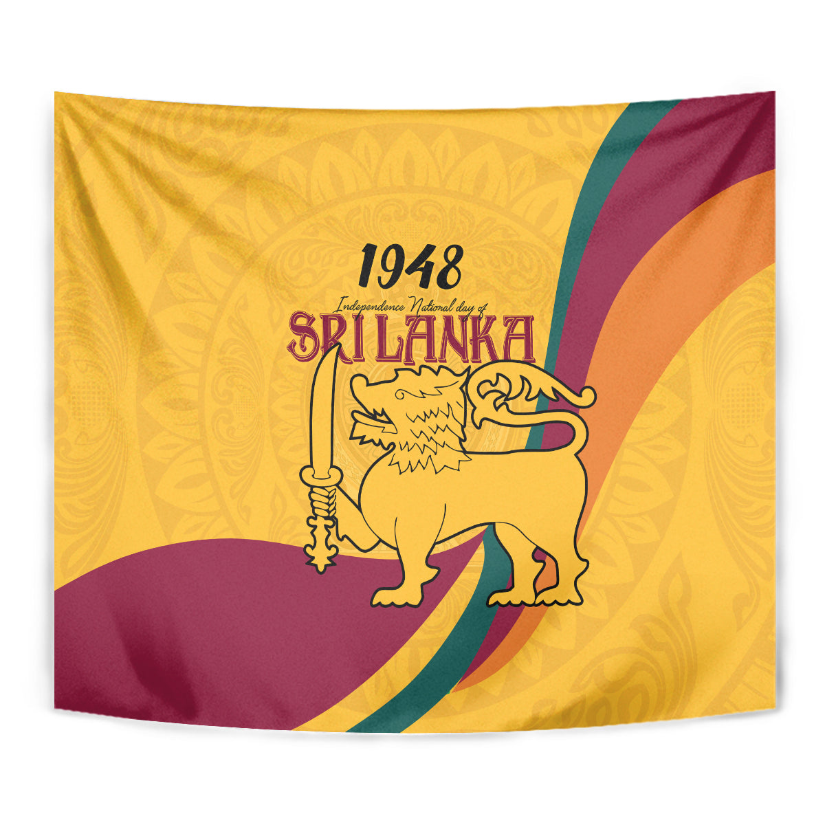 Sri Lanka National Day Tapestry The Lion Passant With Ketayam Wood Art - Wonder Print Shop