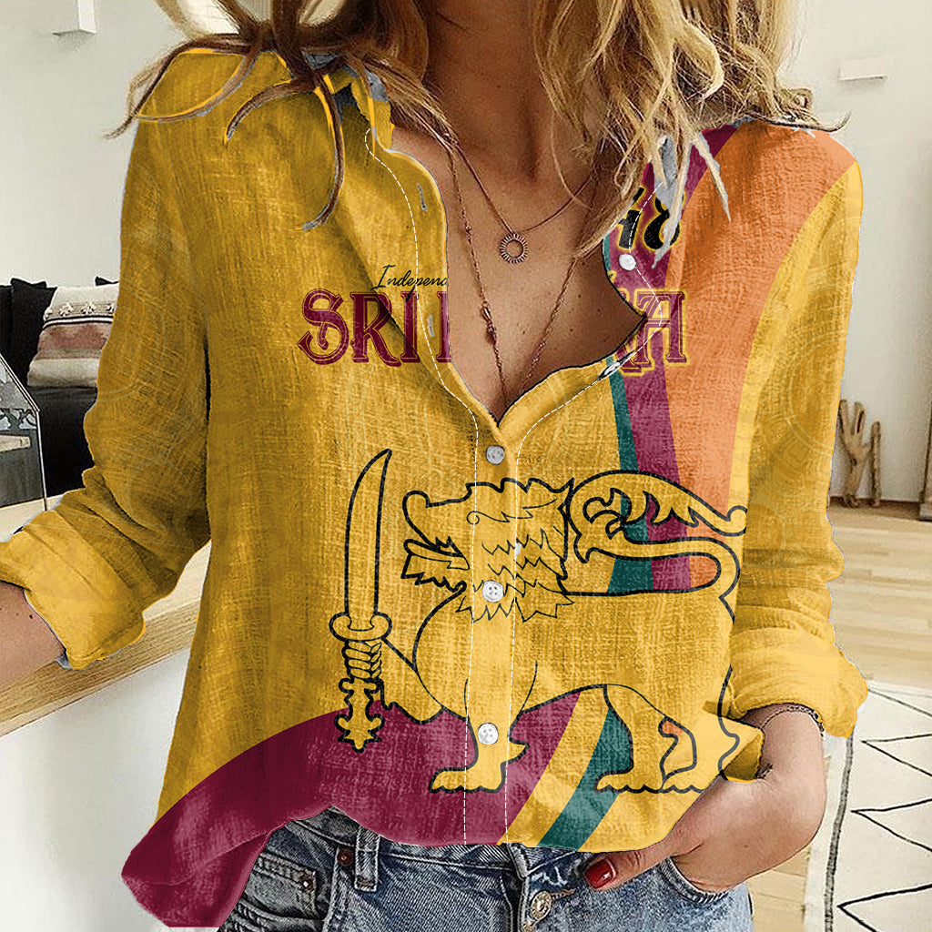 Sri Lanka National Day Women Casual Shirt The Lion Passant With Ketayam Wood Art - Wonder Print Shop