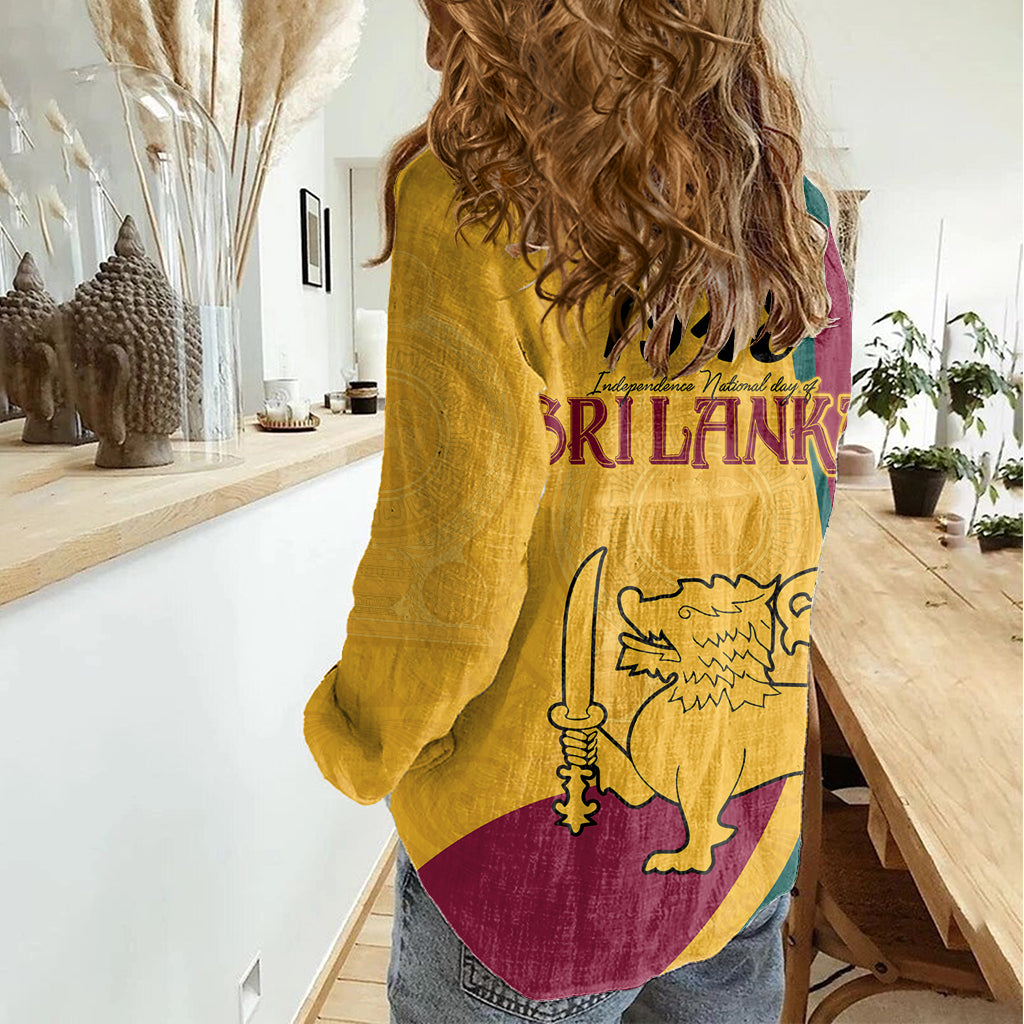 Sri Lanka National Day Women Casual Shirt The Lion Passant With Ketayam Wood Art - Wonder Print Shop