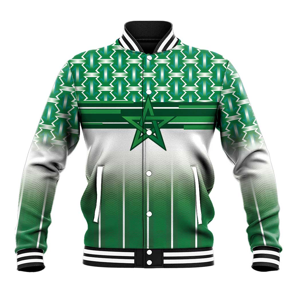 World Football Morocco Custom Baseball Jacket 1994 Away Retro Green Jersey - Wonder Print Shop