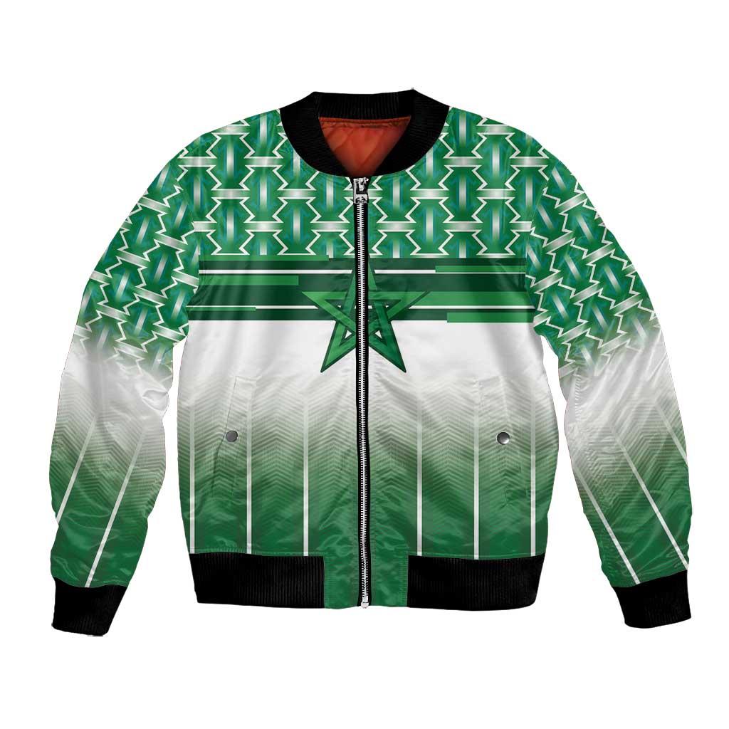 World Football Morocco Custom Bomber Jacket 1994 Away Retro Green Jersey - Wonder Print Shop