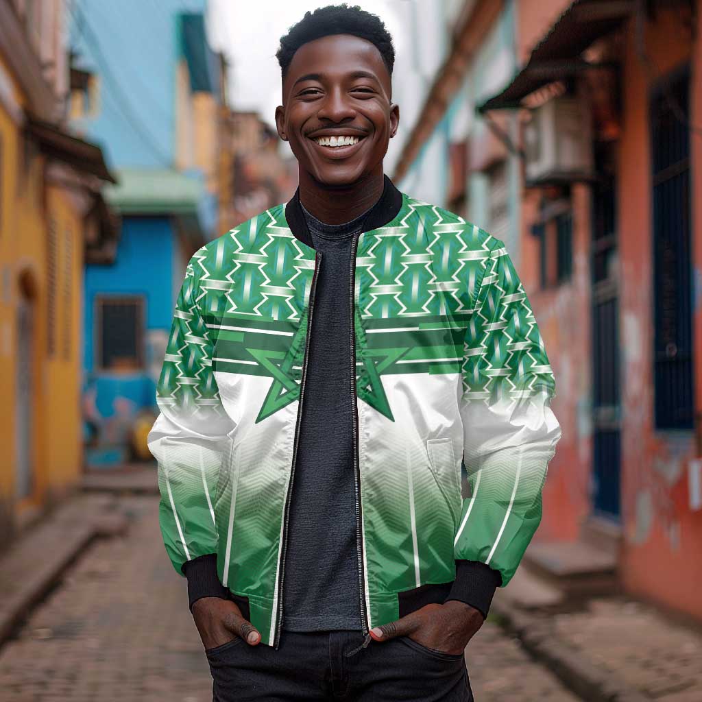 World Football Morocco Custom Bomber Jacket 1994 Away Retro Green Jersey - Wonder Print Shop