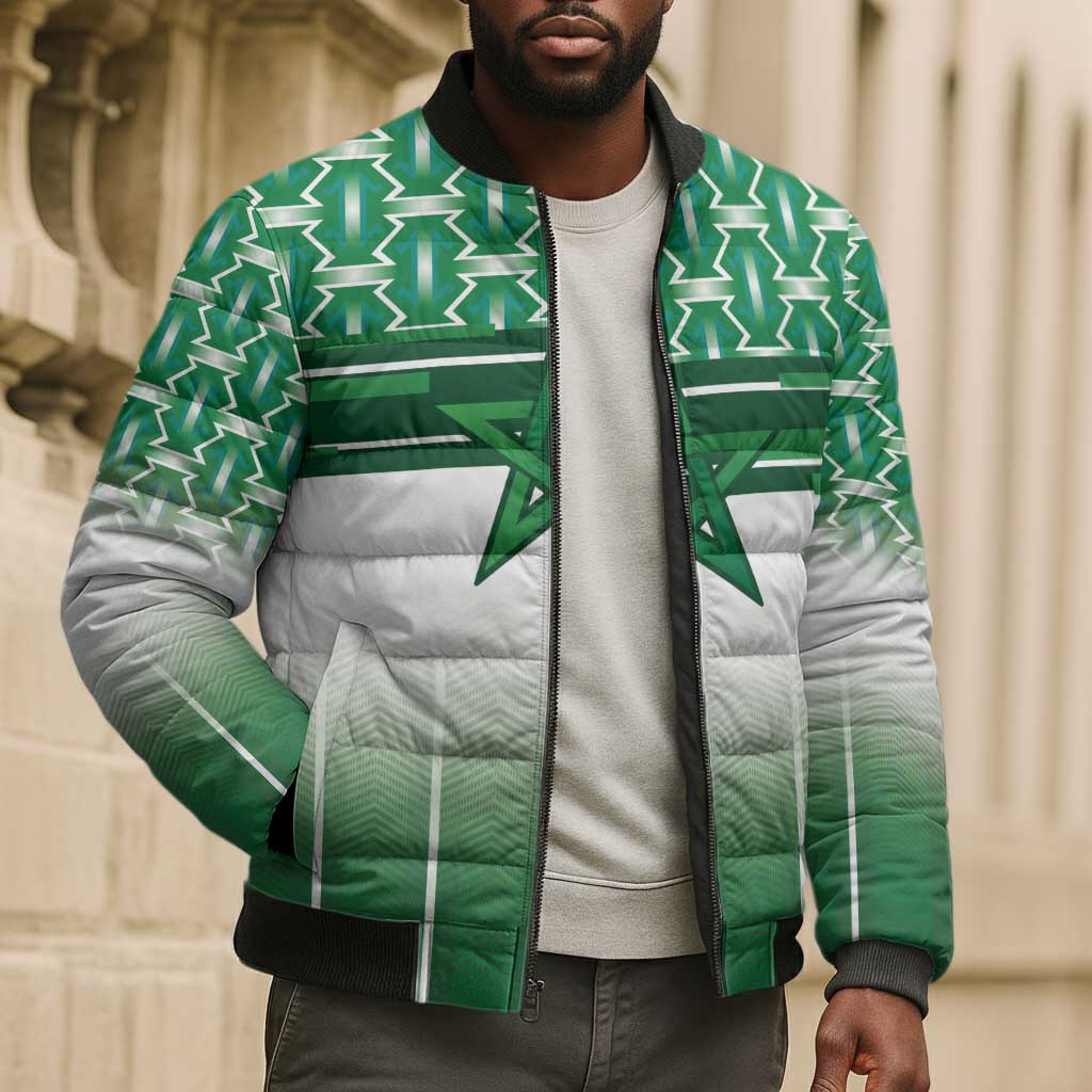 World Football Morocco Custom Bomber Puffer Jacket 1994 Away Retro Green Jersey - Wonder Print Shop