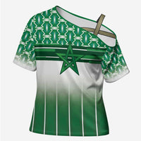 World Football Morocco Custom Cross Shoulder Shirt 1994 Away Retro Green Jersey - Wonder Print Shop