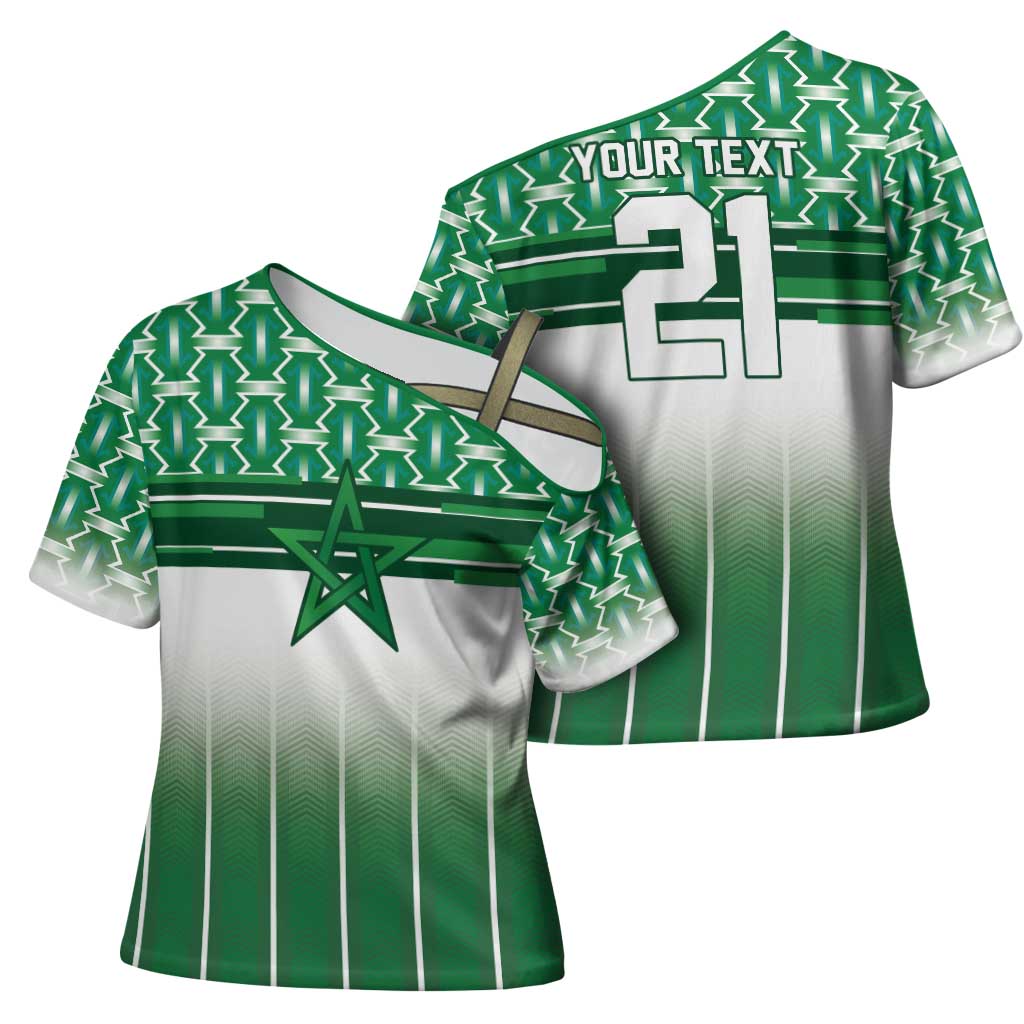 World Football Morocco Custom Cross Shoulder Shirt 1994 Away Retro Green Jersey - Wonder Print Shop