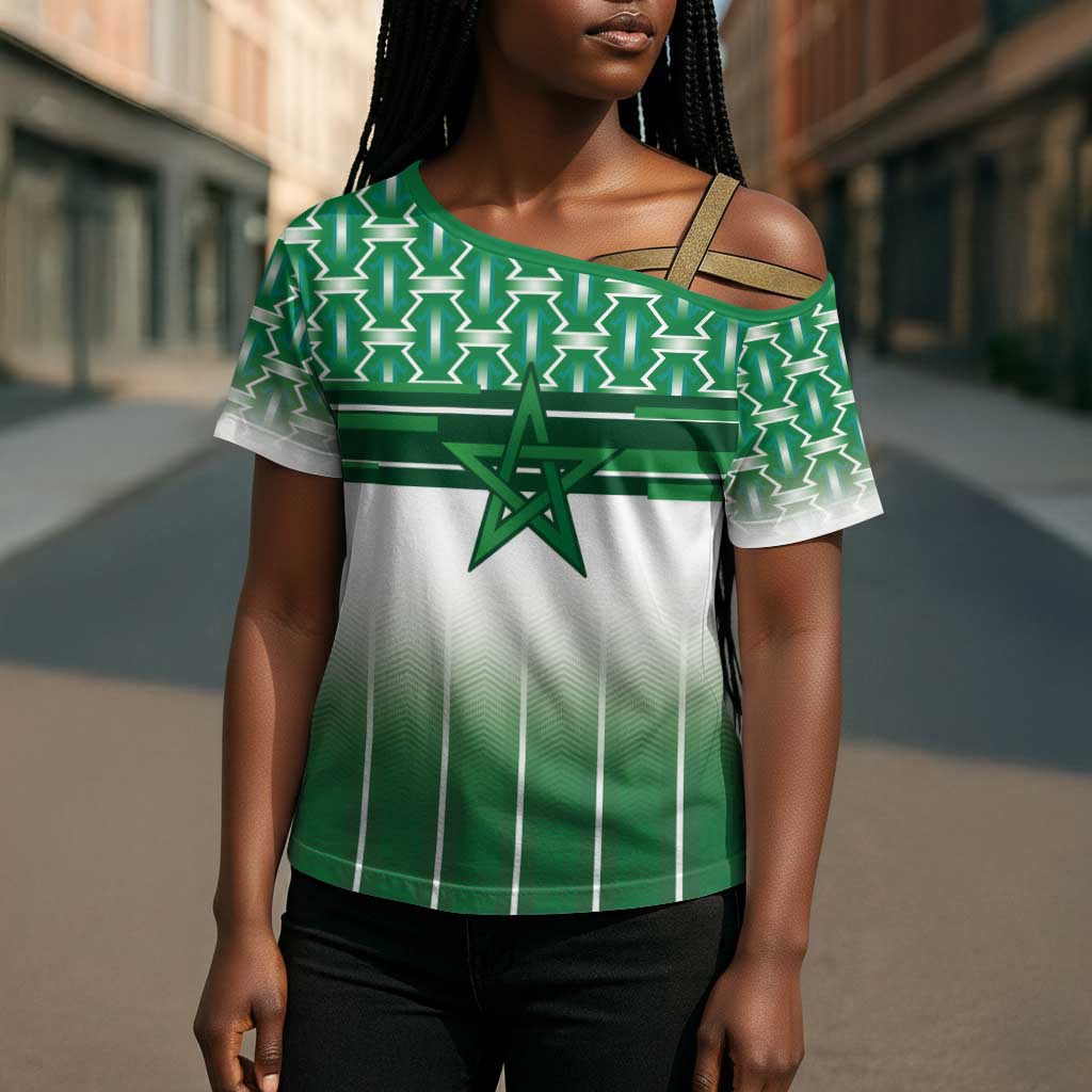 World Football Morocco Custom Cross Shoulder Shirt 1994 Away Retro Green Jersey - Wonder Print Shop