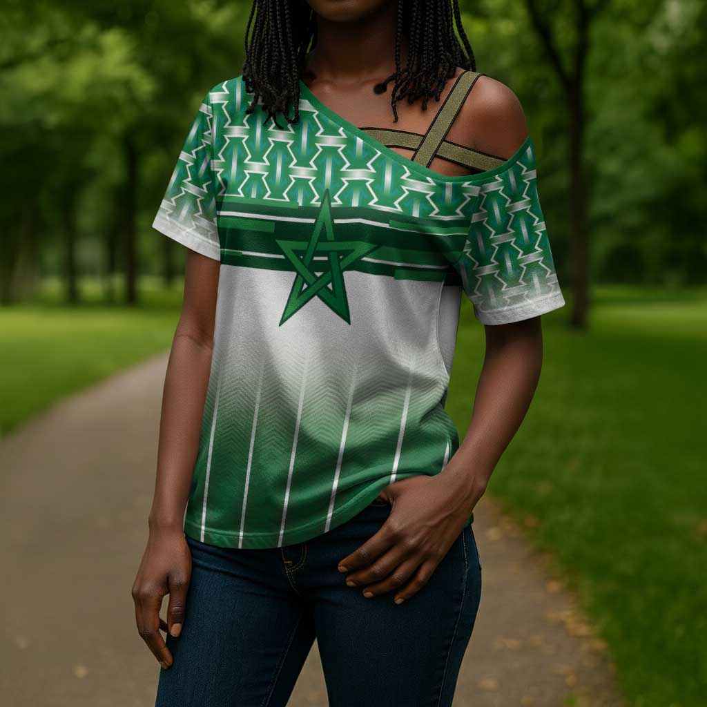 World Football Morocco Custom Cross Shoulder Shirt 1994 Away Retro Green Jersey - Wonder Print Shop