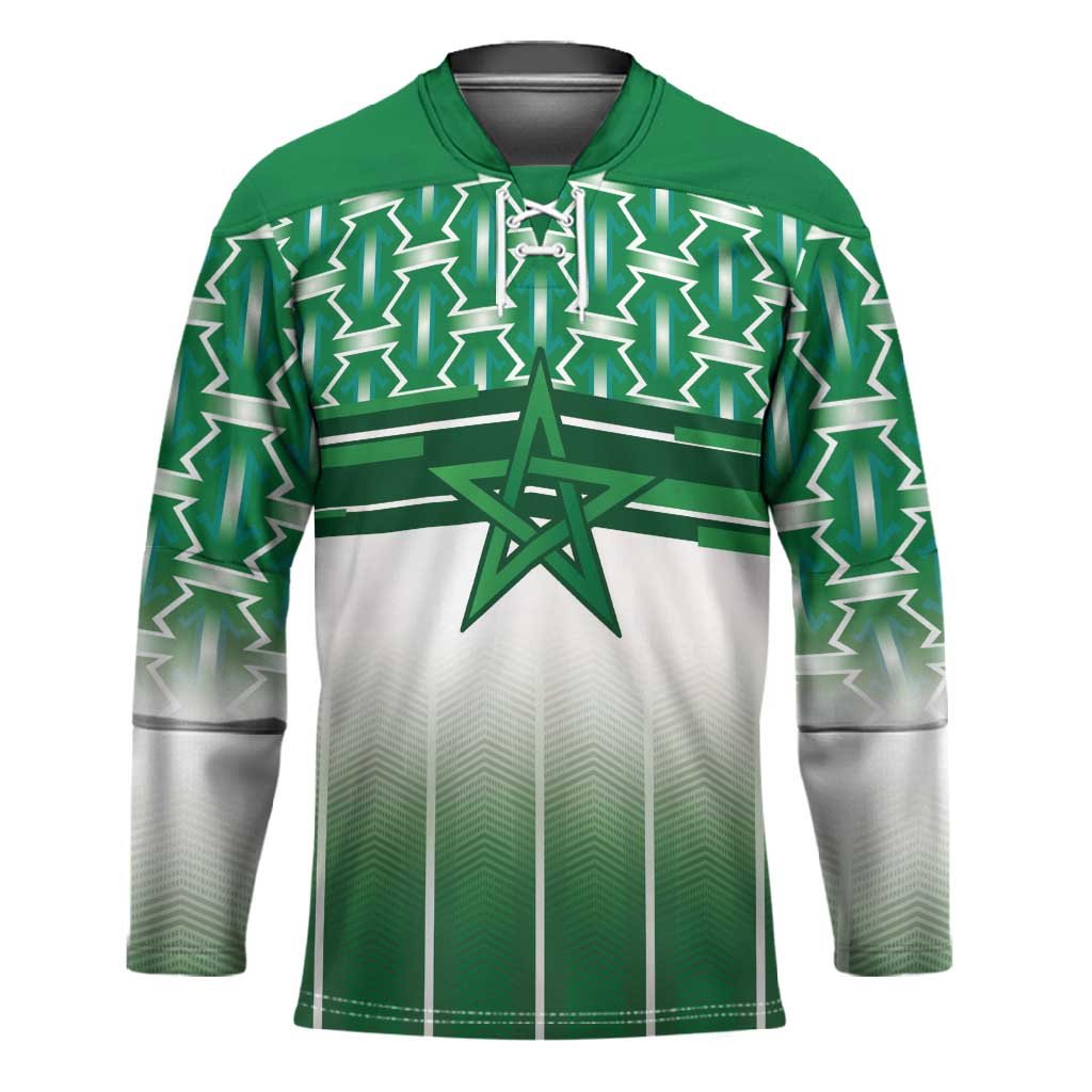 World Football Morocco Custom Hockey Jersey 1994 Away Retro Green Jersey - Wonder Print Shop