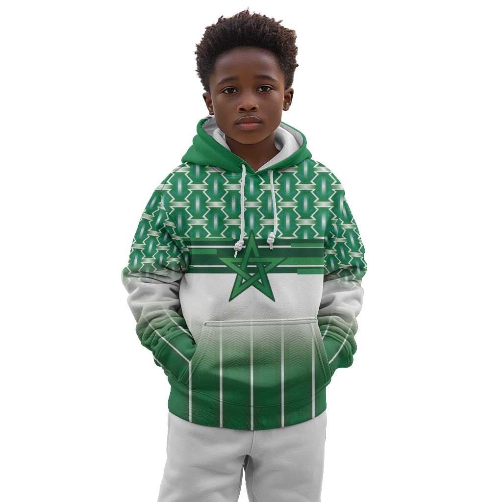 World Football Morocco Custom Kid Hoodie 1994 Away Retro Green Jersey - Wonder Print Shop