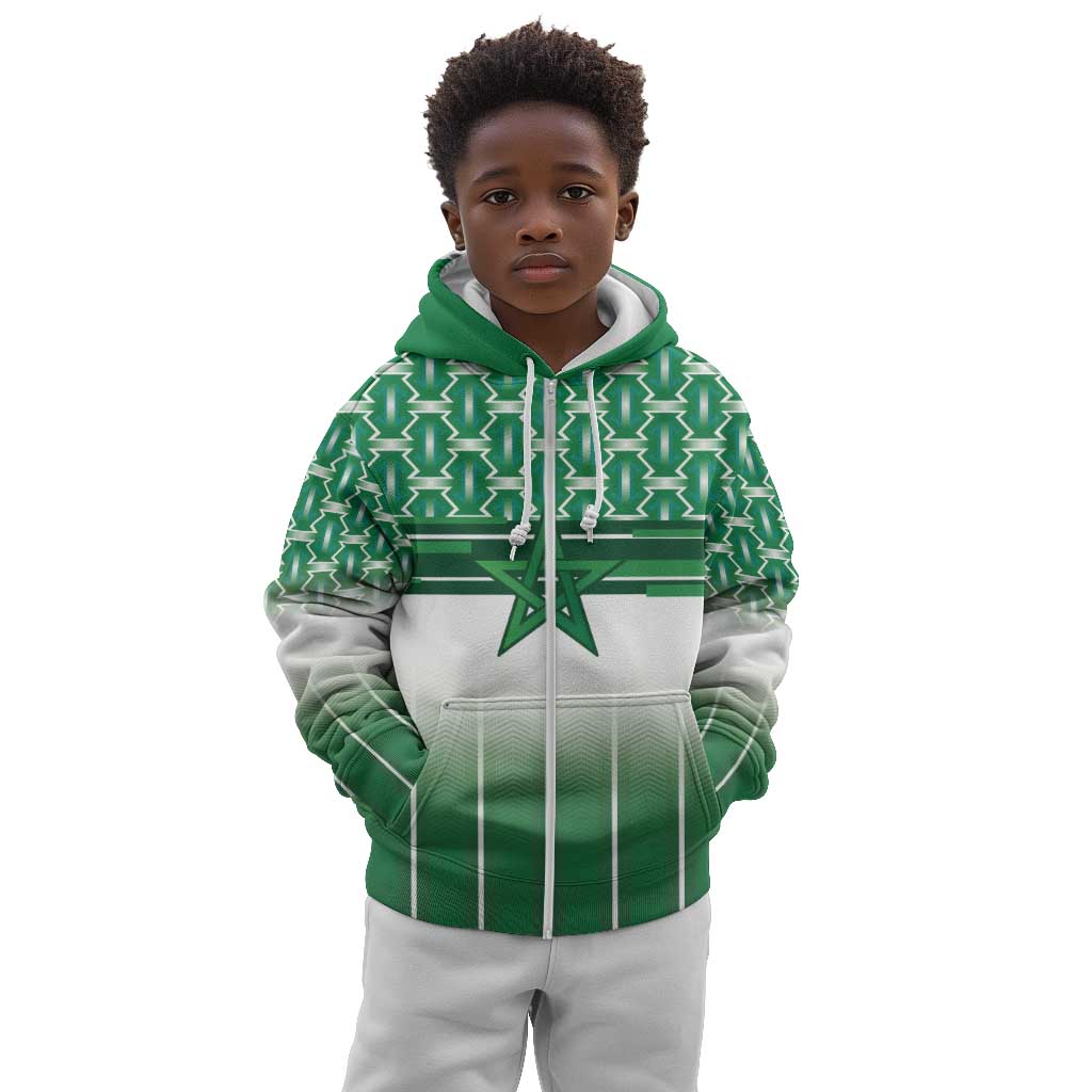 World Football Morocco Custom Kid Hoodie 1994 Away Retro Green Jersey - Wonder Print Shop
