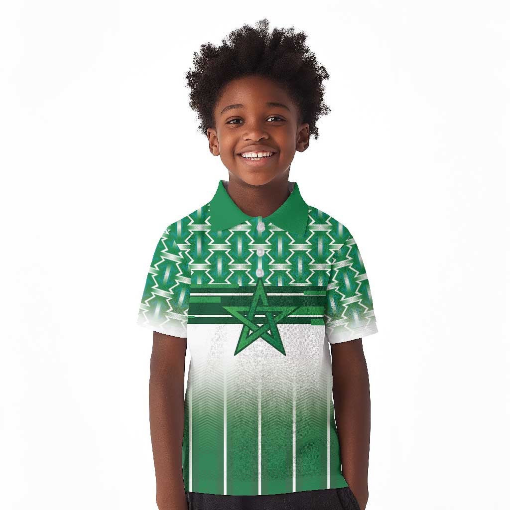 World Football Morocco Custom Kid Polo Shirt 1994 Away Retro Green Jersey - Wonder Print Shop
