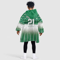 World Football Morocco Custom Kid Wearable Blanket Hoodie 1994 Away Retro Green Jersey - Wonder Print Shop