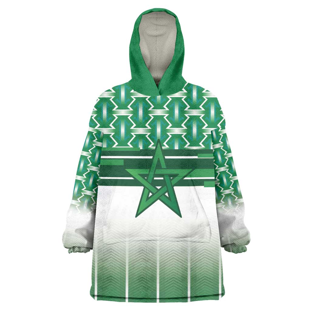 World Football Morocco Custom Kid Wearable Blanket Hoodie 1994 Away Retro Green Jersey - Wonder Print Shop