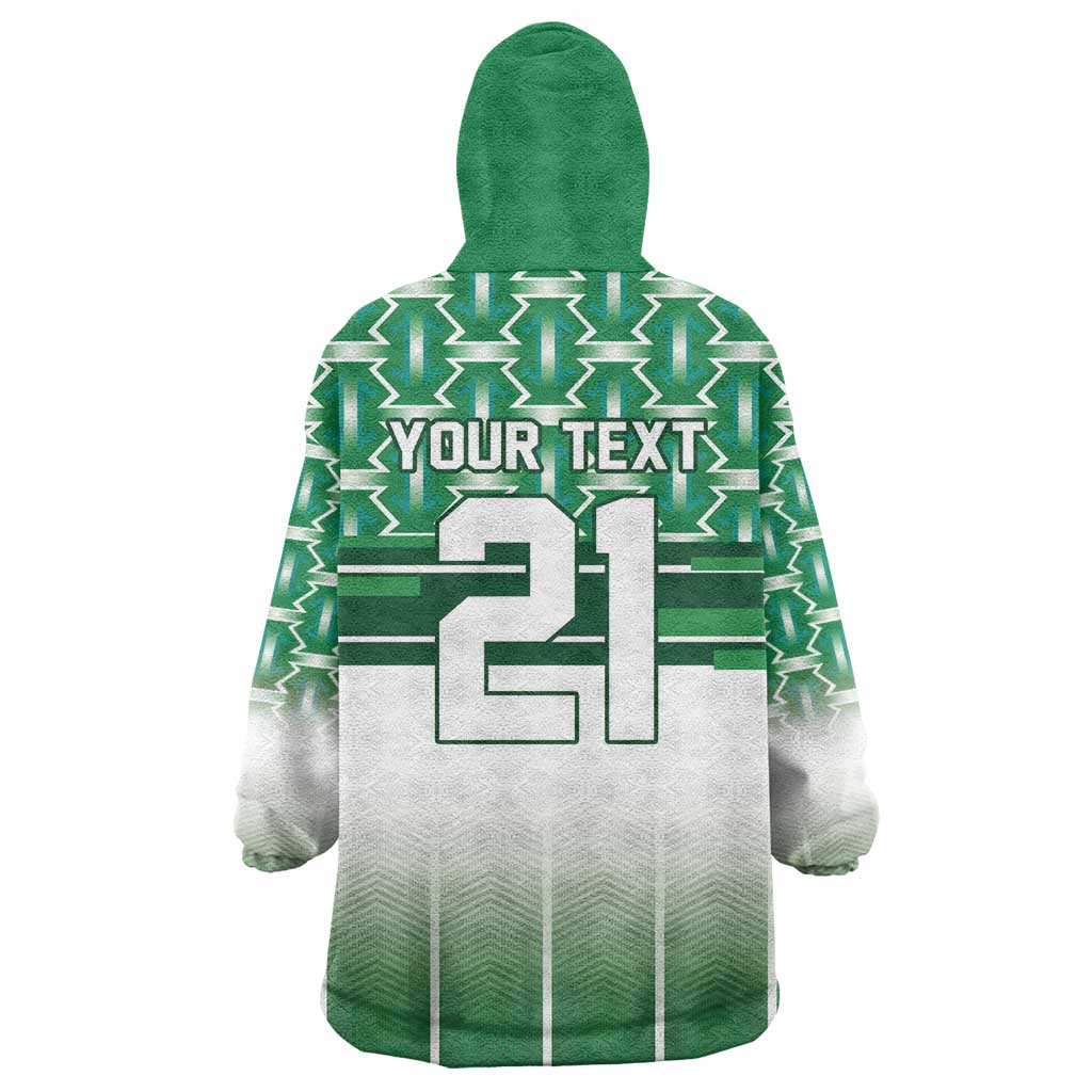 World Football Morocco Custom Kid Wearable Blanket Hoodie 1994 Away Retro Green Jersey - Wonder Print Shop