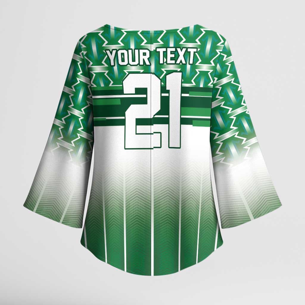 World Football Morocco Custom Kimono Sleeve Blouse 1994 Away Retro Green Jersey - Wonder Print Shop