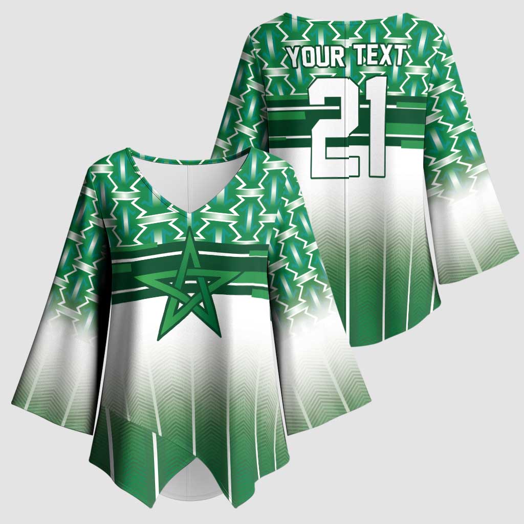 World Football Morocco Custom Kimono Sleeve Blouse 1994 Away Retro Green Jersey - Wonder Print Shop