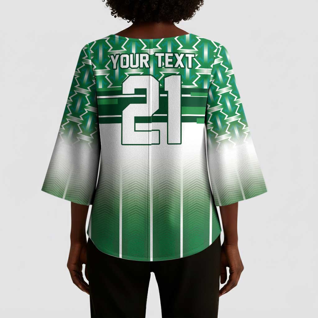 World Football Morocco Custom Kimono Sleeve Blouse 1994 Away Retro Green Jersey - Wonder Print Shop