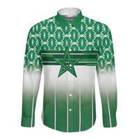 World Football Morocco Custom Long Sleeve Button Shirt 1994 Away Retro Green Jersey - Wonder Print Shop