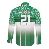 World Football Morocco Custom Long Sleeve Button Shirt 1994 Away Retro Green Jersey - Wonder Print Shop