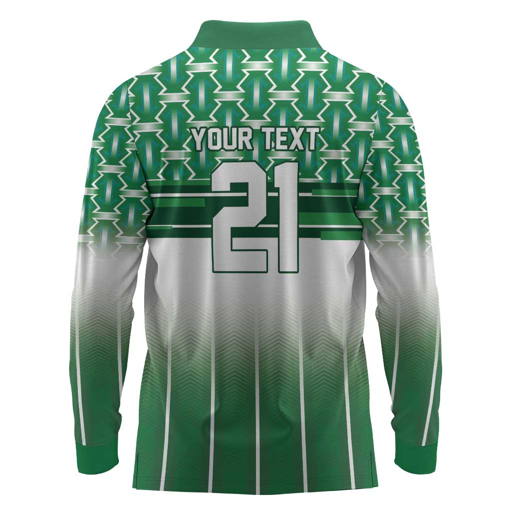 World Football Morocco Custom Long Sleeve Polo Shirt 1994 Away Retro Green Jersey - Wonder Print Shop