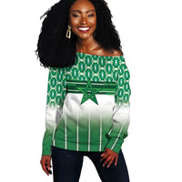 World Football Morocco Custom Off Shoulder Sweater 1994 Away Retro Green Jersey - Wonder Print Shop