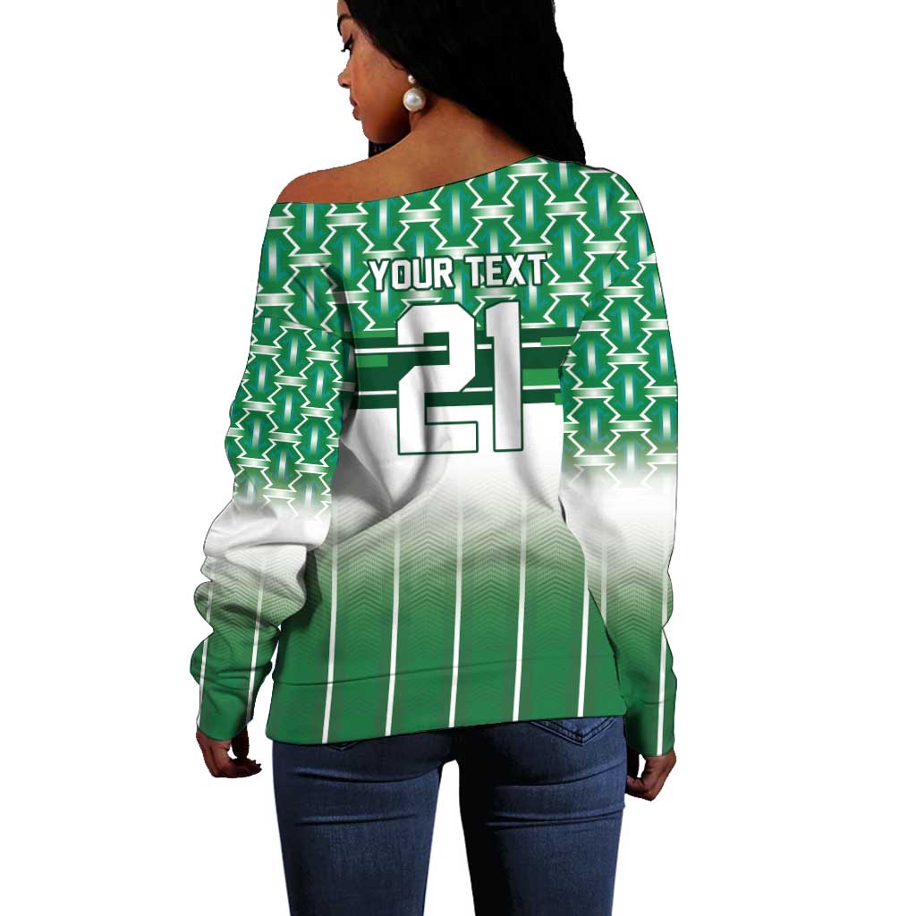 World Football Morocco Custom Off Shoulder Sweater 1994 Away Retro Green Jersey - Wonder Print Shop
