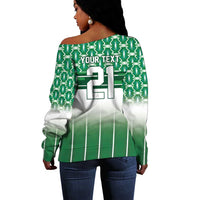 World Football Morocco Custom Off Shoulder Sweater 1994 Away Retro Green Jersey - Wonder Print Shop