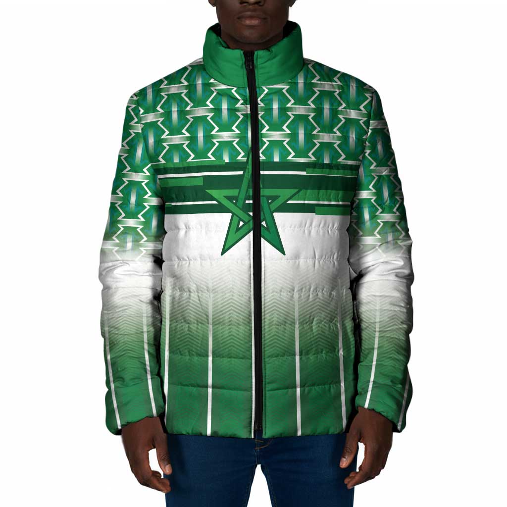 World Football Morocco Custom Padded Jacket 1994 Away Retro Green Jersey - Wonder Print Shop