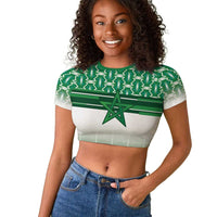 World Football Morocco Custom Raglan Cropped T shirt 1994 Away Retro Green Jersey - Wonder Print Shop
