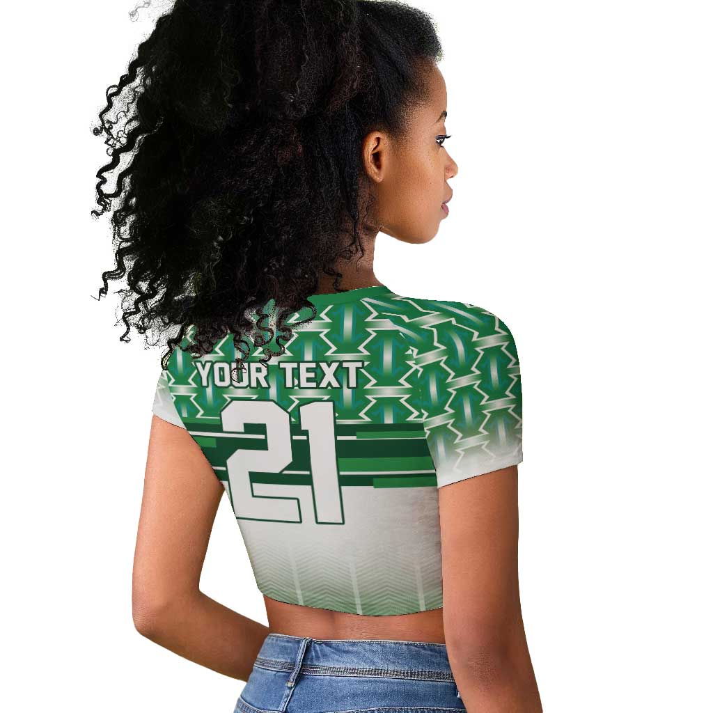 World Football Morocco Custom Raglan Cropped T shirt 1994 Away Retro Green Jersey - Wonder Print Shop