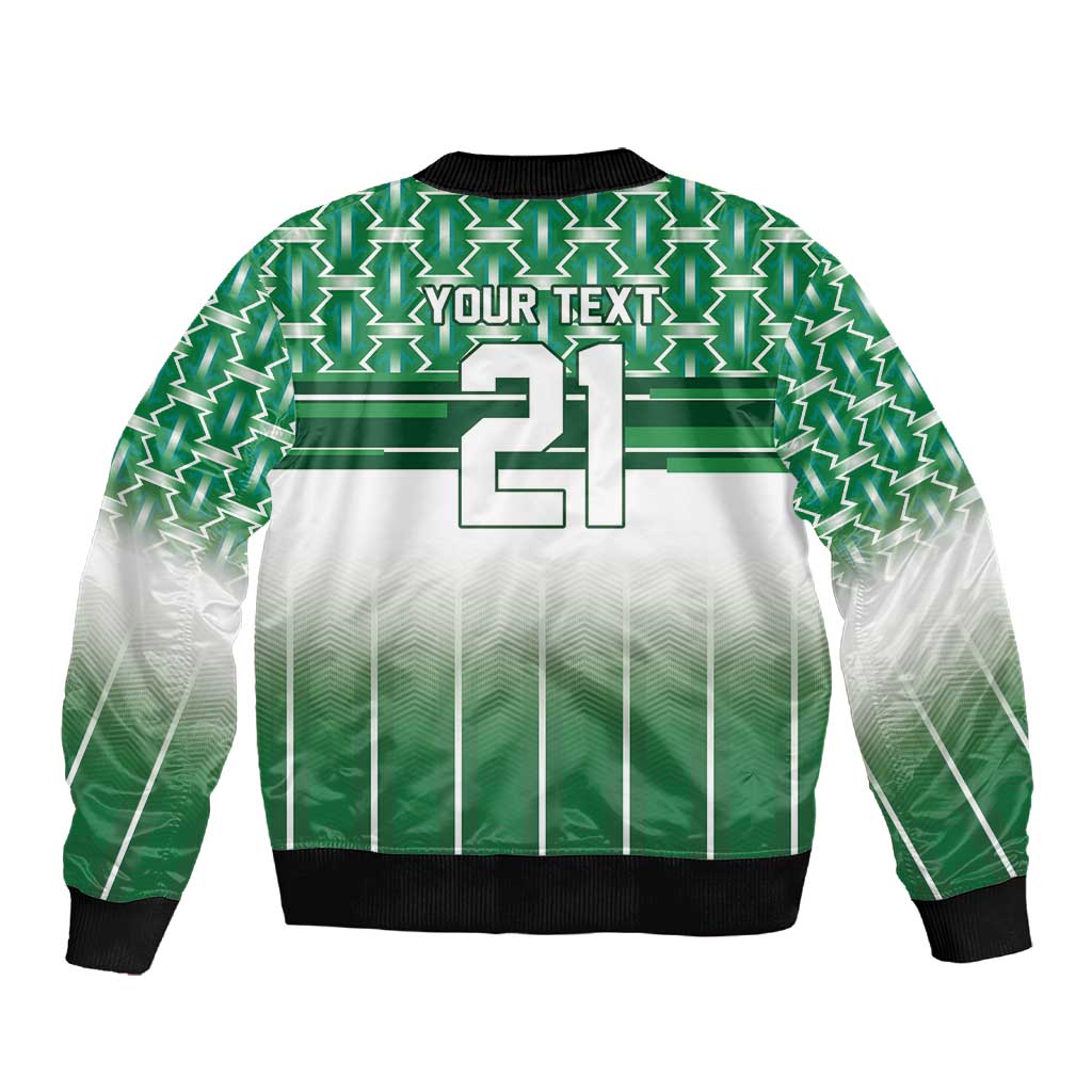 World Football Morocco Custom Sleeve Zip Bomber Jacket 1994 Away Retro Green Jersey - Wonder Print Shop
