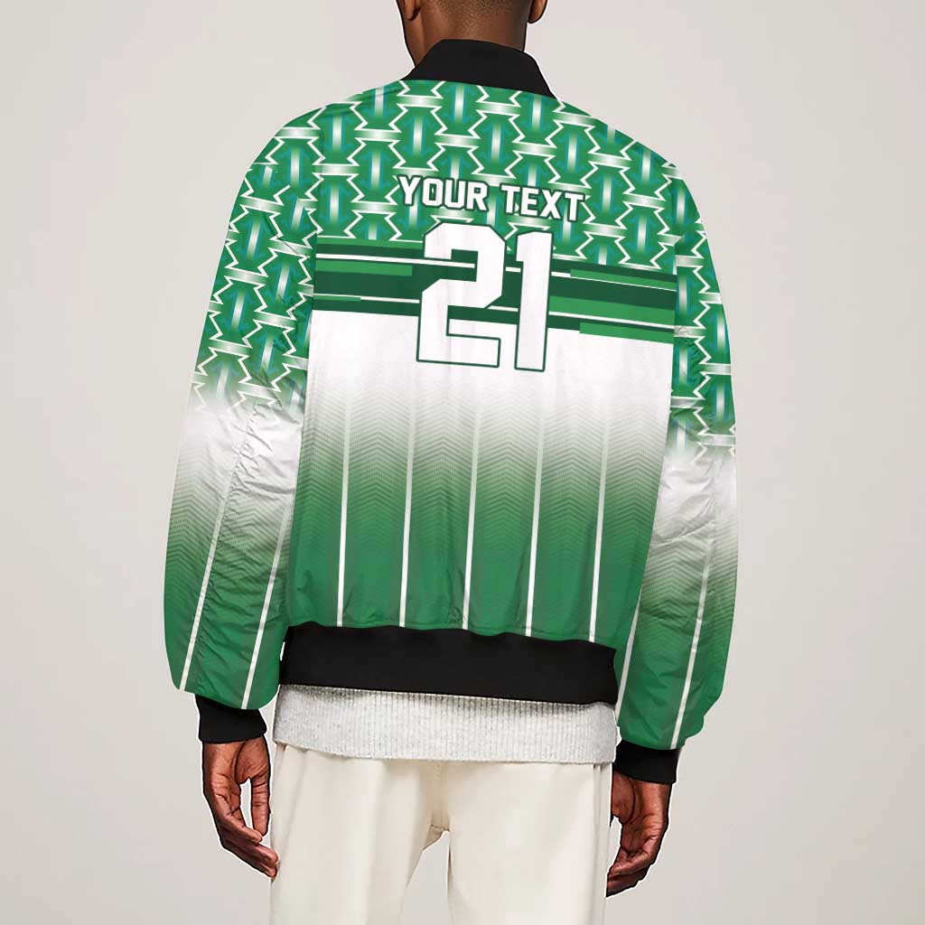World Football Morocco Custom Sleeve Zip Bomber Jacket 1994 Away Retro Green Jersey - Wonder Print Shop