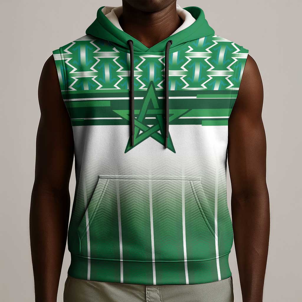 World Football Morocco Custom Sleeveless Hoodie 1994 Away Retro Green Jersey - Wonder Print Shop