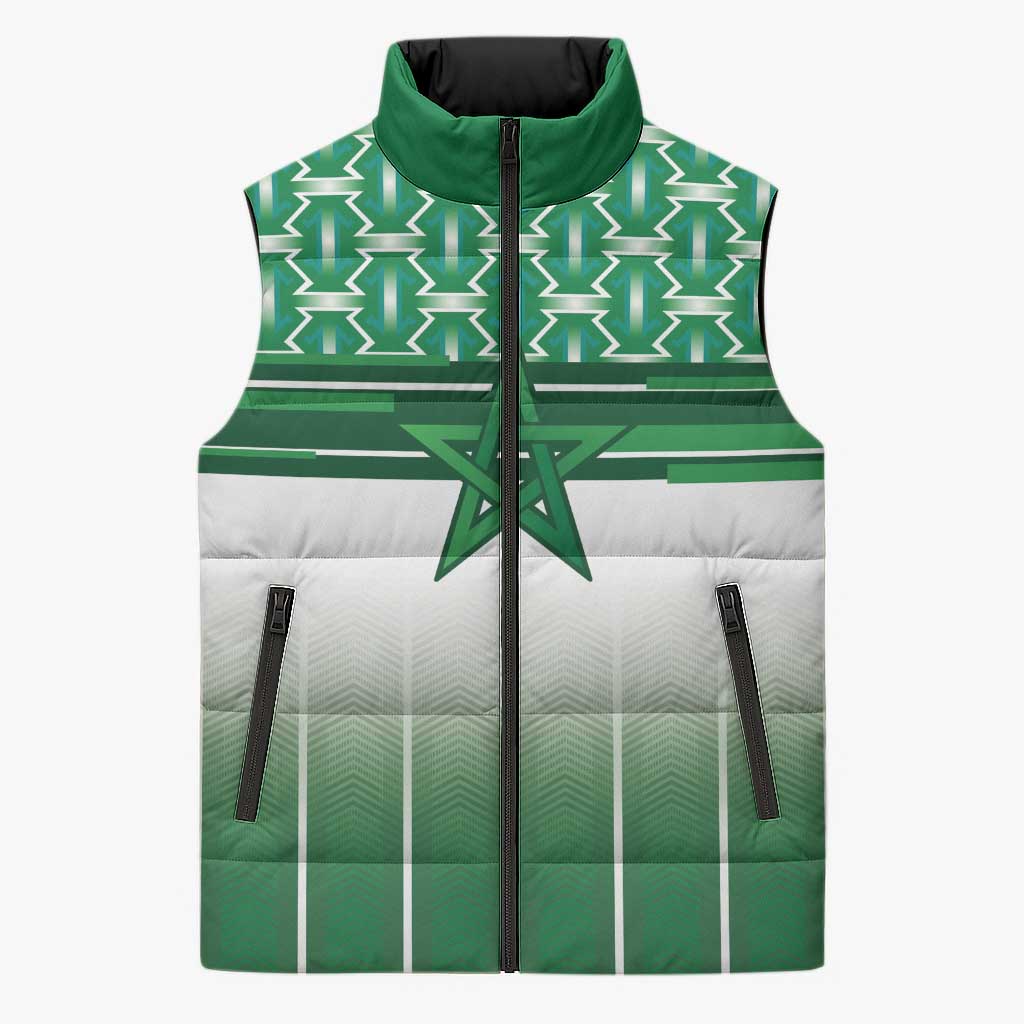 World Football Morocco Custom Sleeveless Puffer Jacket 1994 Away Retro Green Jersey - Wonder Print Shop