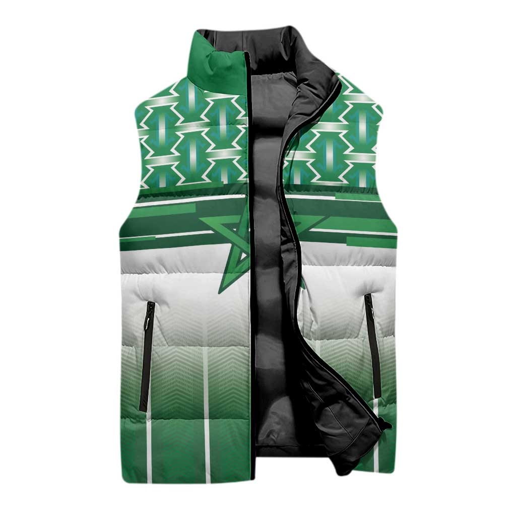 World Football Morocco Custom Sleeveless Puffer Jacket 1994 Away Retro Green Jersey - Wonder Print Shop