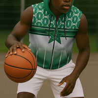 World Football Morocco Custom Sleeveless Zip Hoodie 1994 Away Retro Green Jersey - Wonder Print Shop
