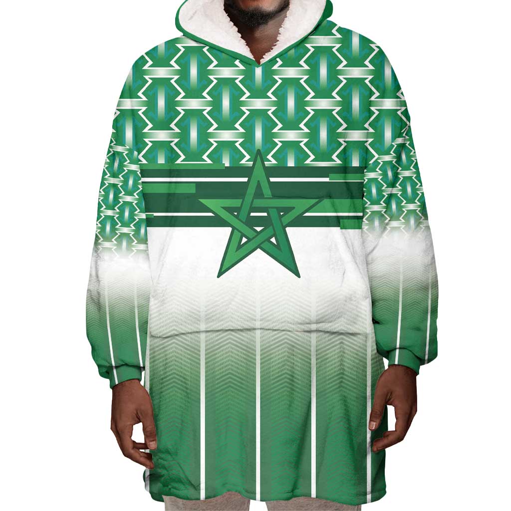 World Football Morocco Custom Wearable Blanket Hoodie 1994 Away Retro Green Jersey - Wonder Print Shop