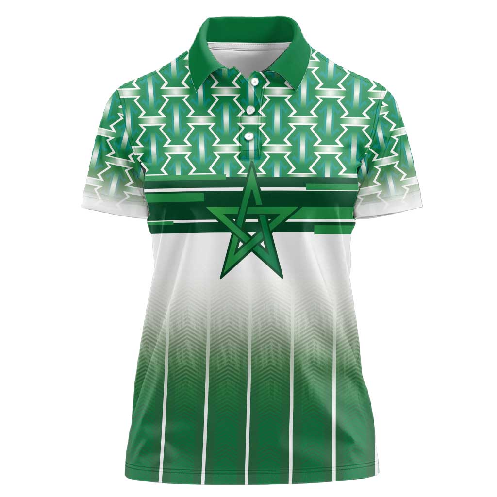 World Football Morocco Custom Women Polo Shirt 1994 Away Retro Green Jersey - Wonder Print Shop
