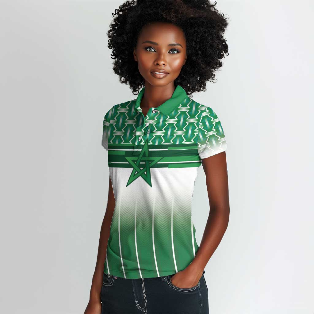 World Football Morocco Custom Women Polo Shirt 1994 Away Retro Green Jersey - Wonder Print Shop