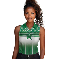 World Football Morocco Custom Women Sleeveless Polo Shirt 1994 Away Retro Green Jersey - Wonder Print Shop