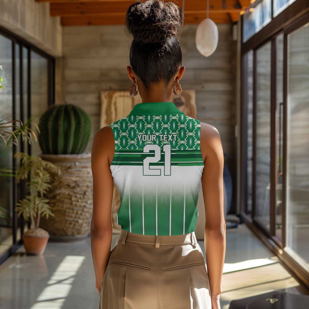 World Football Morocco Custom Women Sleeveless Polo Shirt 1994 Away Retro Green Jersey - Wonder Print Shop