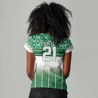 World Football Morocco Custom Women V-Neck T-Shirt 1994 Away Retro Green Jersey - Wonder Print Shop