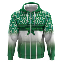 World Football Morocco Custom Zip Hoodie 1994 Away Retro Green Jersey - Wonder Print Shop
