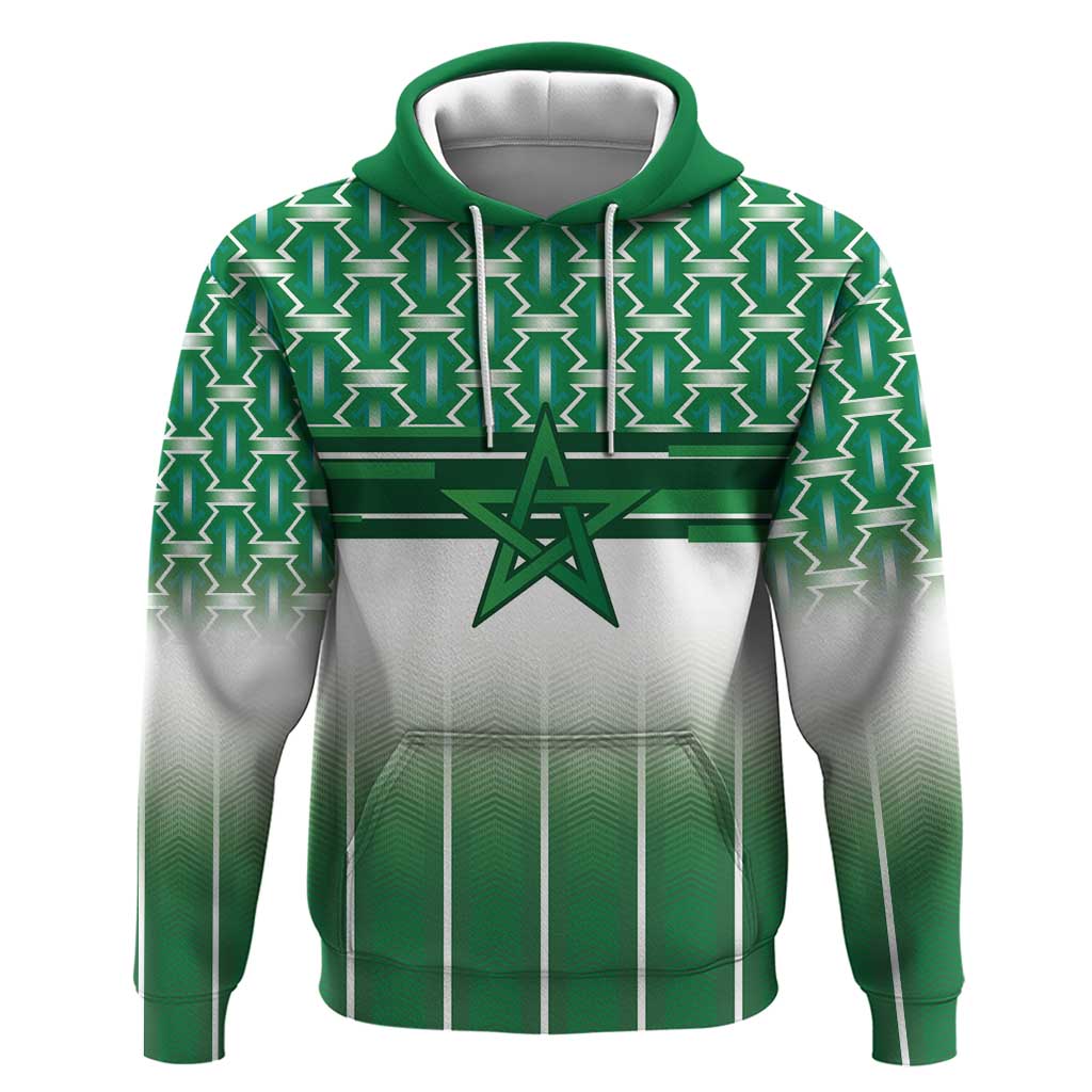 World Football Morocco Custom Zip Hoodie 1994 Away Retro Green Jersey - Wonder Print Shop