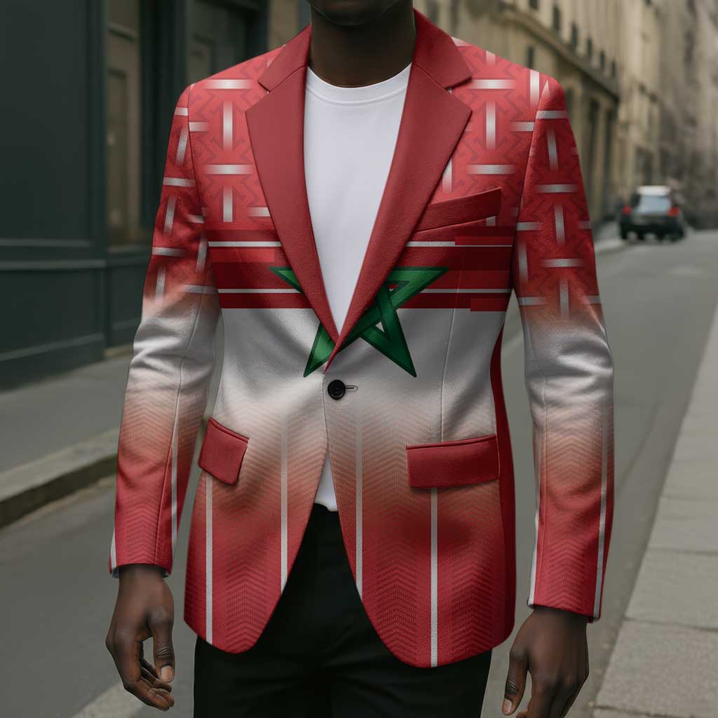 World Football Morocco Custom Blazer 1994 Away Retro Red Jersey - Wonder Print Shop