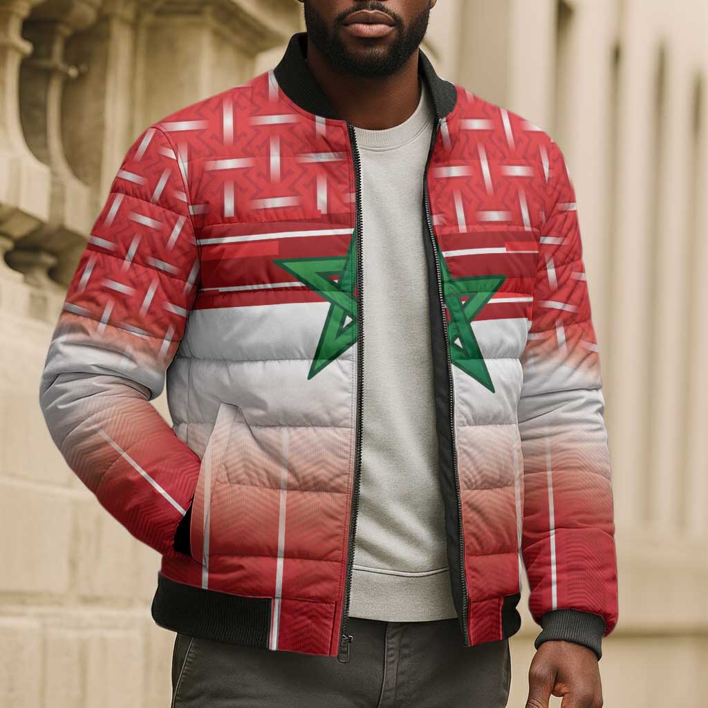 World Football Morocco Custom Bomber Puffer Jacket 1994 Away Retro Red Jersey - Wonder Print Shop