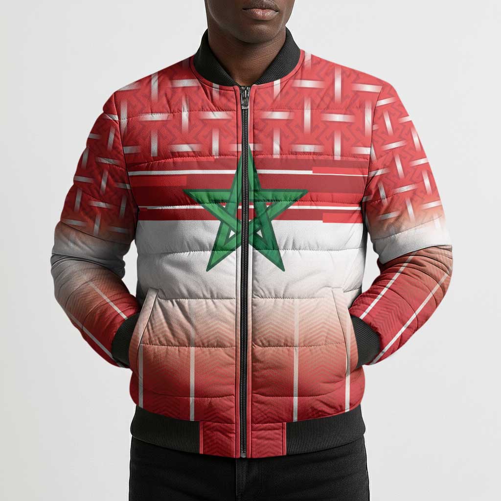 World Football Morocco Custom Bomber Puffer Jacket 1994 Away Retro Red Jersey - Wonder Print Shop