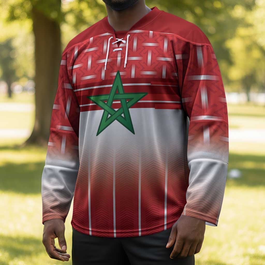 World Football Morocco Custom Hockey Jersey 1994 Away Retro Red Jersey - Wonder Print Shop