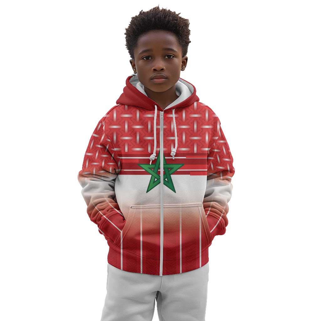 World Football Morocco Custom Kid Hoodie 1994 Away Retro Red Jersey - Wonder Print Shop