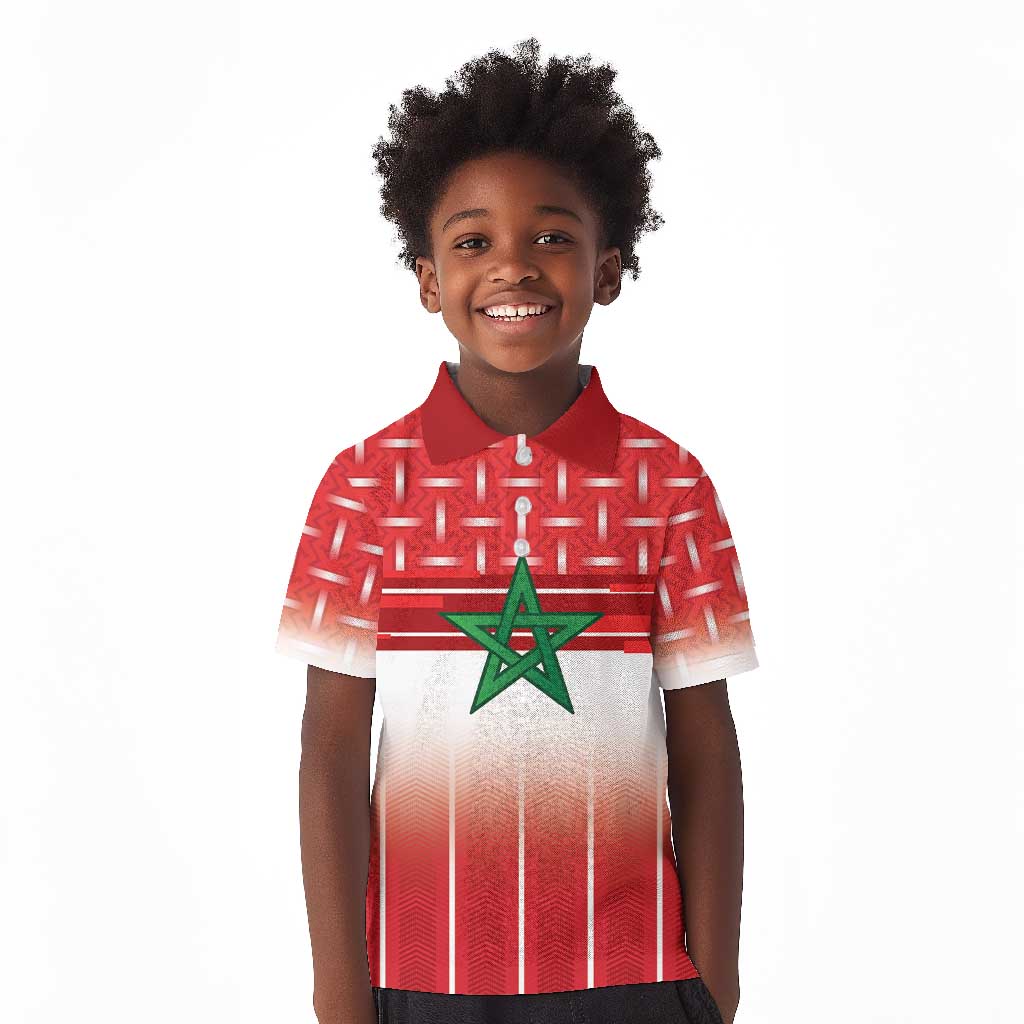 World Football Morocco Custom Kid Polo Shirt 1994 Away Retro Red Jersey - Wonder Print Shop